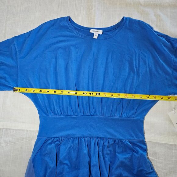 NWT Nordstrom Bright Blue T-Shirt Maxi Dress Cotton Modal Spandex sz M - Picture 4 of 9